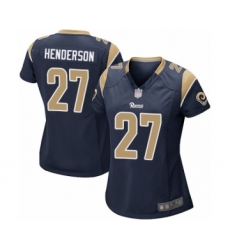 Women's Los Angeles Rams #27 Darrell Henderson Game Navy Blue Team Color Football Jersey
