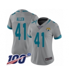 Women's Jacksonville Jaguars #41 Josh Allen Silver Inverted Legend Limited 100th Season Football Jersey