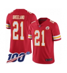 Men's Kansas City Chiefs #21 Bashaud Breeland Red Team Color Vapor Untouchable Limited Player 100th Season Football Jersey