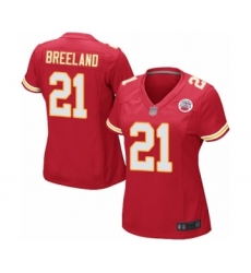Women's Kansas City Chiefs #21 Bashaud Breeland Game Red Team Color Football Jersey