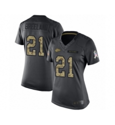 Women's Kansas City Chiefs #21 Bashaud Breeland Limited Black 2016 Salute to Service Football Jersey