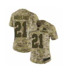 Women's Kansas City Chiefs #21 Bashaud Breeland Limited Camo 2018 Salute to Service Football Jersey