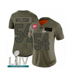 Women's Kansas City Chiefs #54 Damien Wilson Limited Olive 2019 Salute to Service Super Bowl LIV Bound Football Jersey