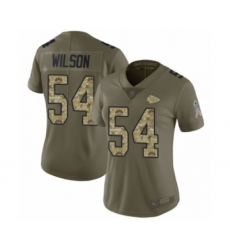 Women's Kansas City Chiefs #54 Damien Wilson Limited Olive Camo 2017 Salute to Service Football Jersey