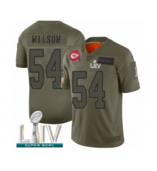 Youth Kansas City Chiefs #54 Damien Wilson Limited Olive 2019 Salute to Service Super Bowl LIV Bound Football Jersey
