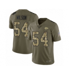 Youth Kansas City Chiefs #54 Damien Wilson Limited Olive Camo 2017 Salute to Service Football Jersey