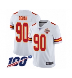 Men's Kansas City Chiefs #90 Emmanuel Ogbah White Vapor Untouchable Limited Player 100th Season Football Jersey