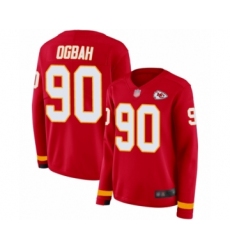 Women's Kansas City Chiefs #90 Emmanuel Ogbah Limited Red Therma Long Sleeve Football Jersey