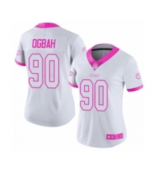 Women's Kansas City Chiefs #90 Emmanuel Ogbah Limited White Pink Rush Fashion Football Jersey