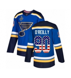 Youth St. Louis Blues #90 Ryan O'Reilly Authentic Blue USA Flag Fashion 2019 Stanley Cup Final Bound Hockey Jersey