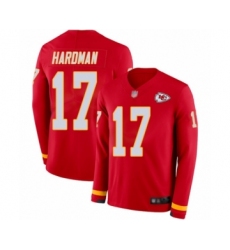 Youth Kansas City Chiefs #17 Mecole Hardman Limited Red Therma Long Sleeve Football Jersey
