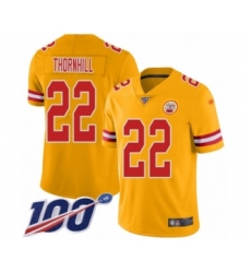 Men's Kansas City Chiefs #22 Juan Thornhill Limited Gold Inverted Legend 100th Season Football Jersey