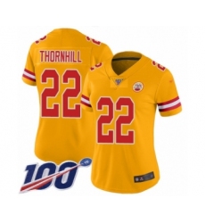 Women's Kansas City Chiefs #22 Juan Thornhill Limited Gold Inverted Legend 100th Season Football Jersey