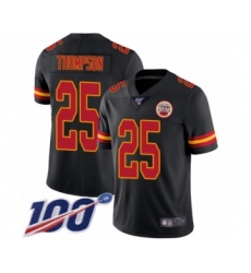 Men's Kansas City Chiefs #25 Darwin Thompson Limited Black Rush Vapor Untouchable 100th Season Football Jersey