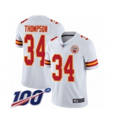 Men's Kansas City Chiefs #34 Darwin Thompson White Vapor Untouchable Limited Player 100th Season Football Jersey