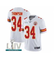 Men's Kansas City Chiefs #34 Darwin Thompson White Vapor Untouchable Limited Player Super Bowl LIV Bound Football Jersey