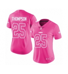 Women's Kansas City Chiefs #25 Darwin Thompson Limited Pink Rush Fashion Football Jersey