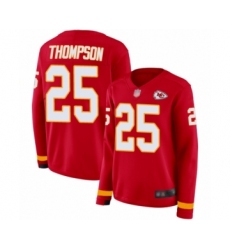 Women's Kansas City Chiefs #25 Darwin Thompson Limited Red Therma Long Sleeve Football Jersey