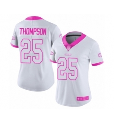 Women's Kansas City Chiefs #25 Darwin Thompson Limited White Pink Rush Fashion Football Jersey