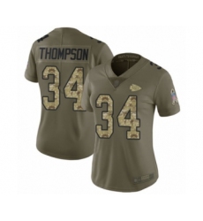Women's Kansas City Chiefs #34 Darwin Thompson Limited Olive Camo 2017 Salute to Service Football Jersey