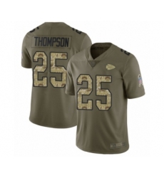 Youth Kansas City Chiefs #25 Darwin Thompson Limited Olive Camo 2017 Salute to Service Football Jersey