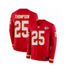 Youth Kansas City Chiefs #25 Darwin Thompson Limited Red Therma Long Sleeve Football Jersey