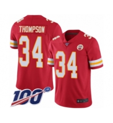 Youth Kansas City Chiefs #34 Darwin Thompson Red Team Color Vapor Untouchable Limited Player 100th Season Football Jersey