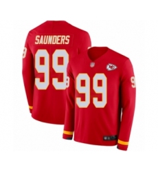 Men's Kansas City Chiefs #99 Khalen Saunders Limited Red Therma Long Sleeve Football Jersey