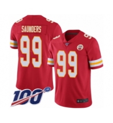 Men's Kansas City Chiefs #99 Khalen Saunders Red Team Color Vapor Untouchable Limited Player 100th Season Football Jersey