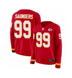 Women's Kansas City Chiefs #99 Khalen Saunders Limited Red Therma Long Sleeve Football Jersey