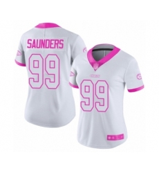 Women's Kansas City Chiefs #99 Khalen Saunders Limited White Pink Rush Fashion Football Jersey