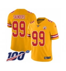 Youth Kansas City Chiefs #99 Khalen Saunders Limited Gold Inverted Legend 100th Season Football Jersey