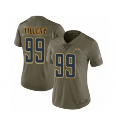 Women's Los Angeles Chargers #99 Jerry Tillery Limited Olive 2017 Salute to Service Football Jersey