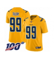 Youth Los Angeles Chargers #99 Jerry Tillery Limited Gold Inverted Legend 100th Season Football Jersey