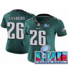 Women's Philadelphia Eagles #26 Miles Sanders Limited Green Super Bowl LVII Vapor Jersey