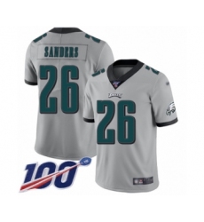 Youth Philadelphia Eagles #26 Miles Sanders Limited Silver Inverted Legend 100th Season Football Jersey