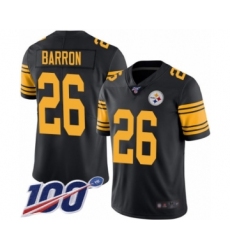 Men's Pittsburgh Steelers #26 Mark Barron Limited Black Rush Vapor Untouchable 100th Season Football Jersey