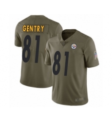 Youth Pittsburgh Steelers #81 Zach Gentry Limited Olive 2017 Salute to Service Football Jersey