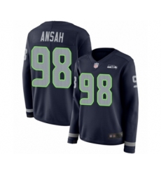 Women's Seattle Seahawks #98 Ezekiel Ansah Limited Navy Blue Therma Long Sleeve Football Jersey