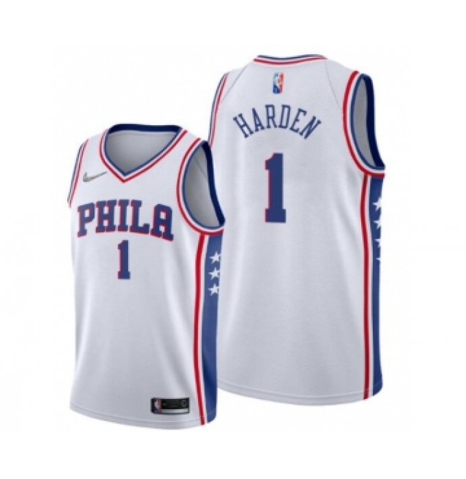 Men's James Harden #1 Philadelphia 76ers Association Edition White Jersey