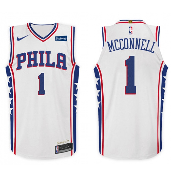 Nike NBA Philadelphia 76ers #1 T J  McConnell Jersey 2017-18 New Season White Jersey
