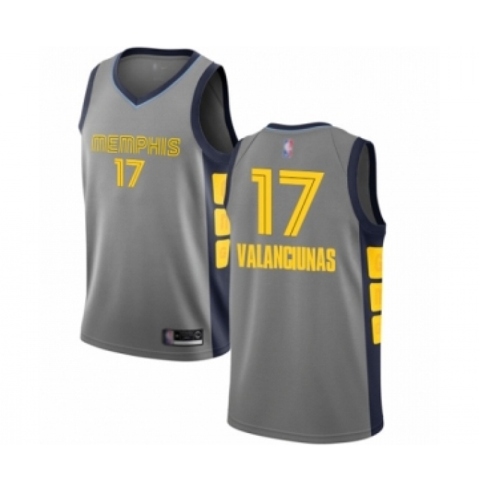 Men's Memphis Grizzlies #17 Jonas Valanciunas Authentic Gray Basketball Jersey - City Edition