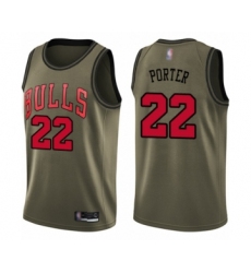 Youth Chicago Bulls #22 Otto Porter Swingman Green Salute to Service Basketball Jersey