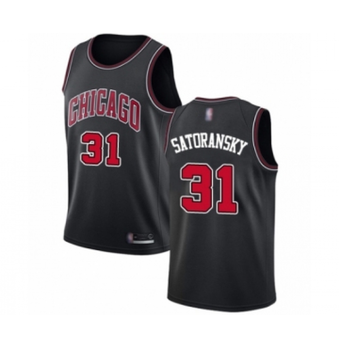 Men's Chicago Bulls #31 Tomas Satoransky Authentic Black Basketball Jersey Statement Edition