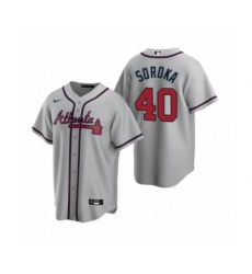 Men's Atlanta Braves #40 Mike Soroka Nike Gray 2020 Replica Road Jersey