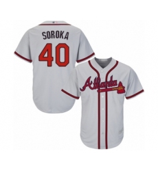 Men's Atlanta Braves #40 Mike Soroka Replica Grey Road Cool Base Baseball Jersey