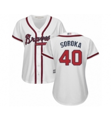 Women's Atlanta Braves #40 Mike Soroka Authentic White Home Cool Base Baseball Jersey