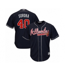 Youth Atlanta Braves #40 Mike Soroka Authentic Blue Alternate Road Cool Base Baseball Jersey