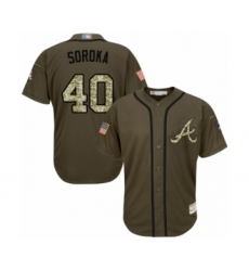 Youth Atlanta Braves #40 Mike Soroka Authentic Green Salute to Service Baseball Jersey