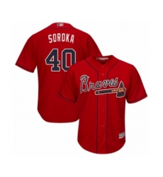 Youth Atlanta Braves #40 Mike Soroka Authentic Red Alternate Cool Base Baseball Jersey